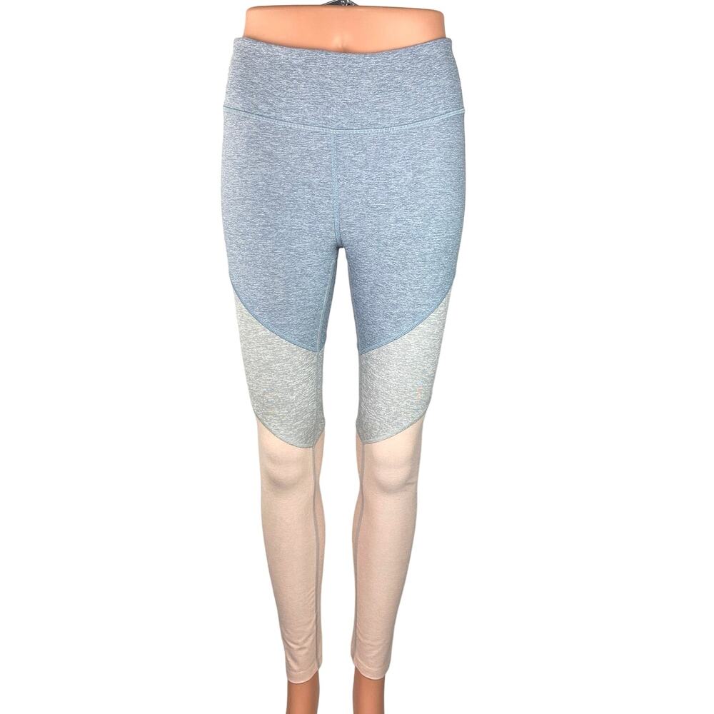 Outdoor Voices Blue White Tri Tone Colorblock High Waisted 7/8 Leggings Size S